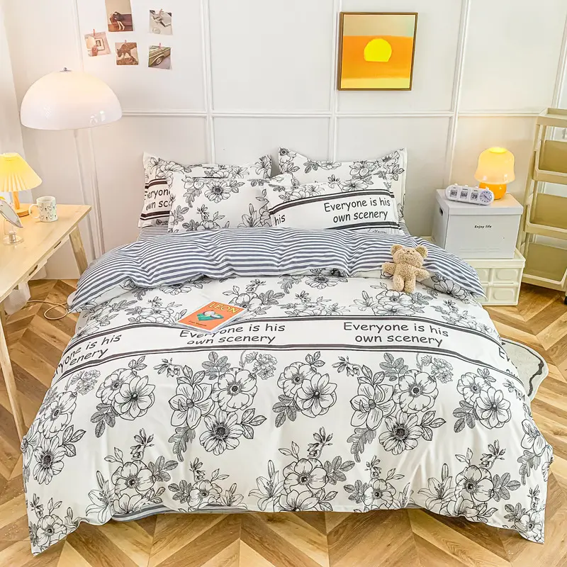 Aloe Vera Cotton Brushed Set for Men Bed Sheets Quilt Cover - Image 10
