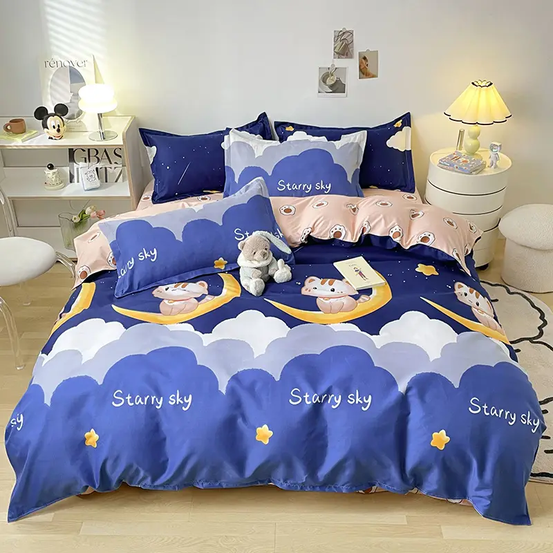 Aloe Vera Cotton Brushed Set for Men Bed Sheets Quilt Cover - Image 37