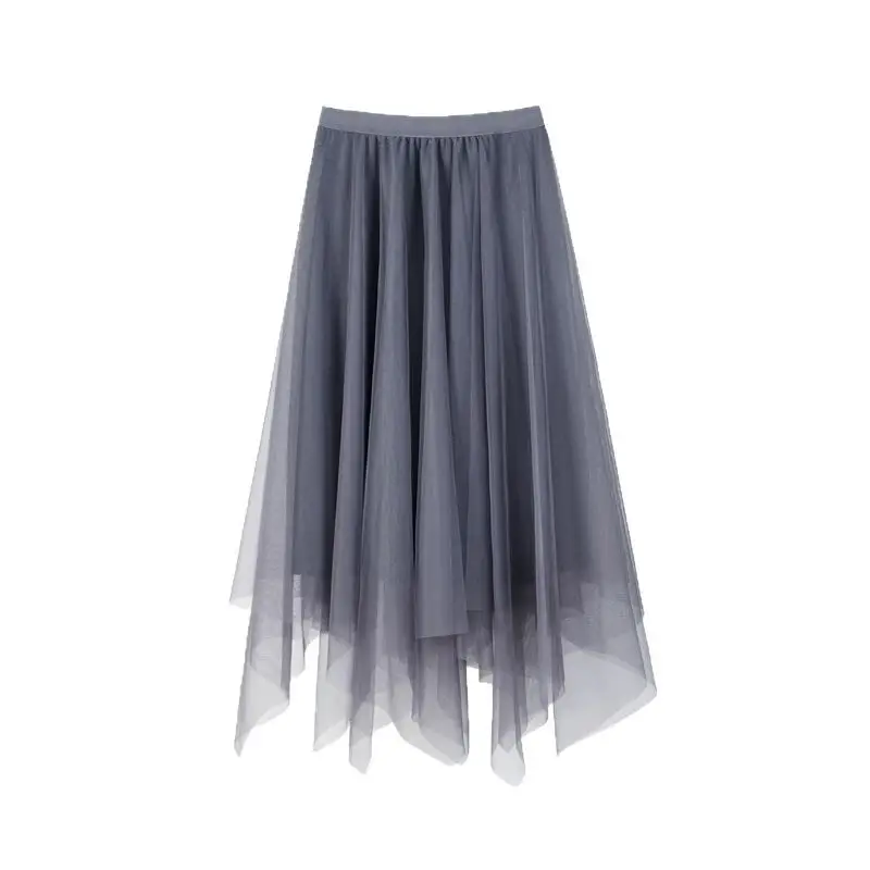 Pink Mesh Half Skirt with High Waist & Asymmetrical Design - Image 10