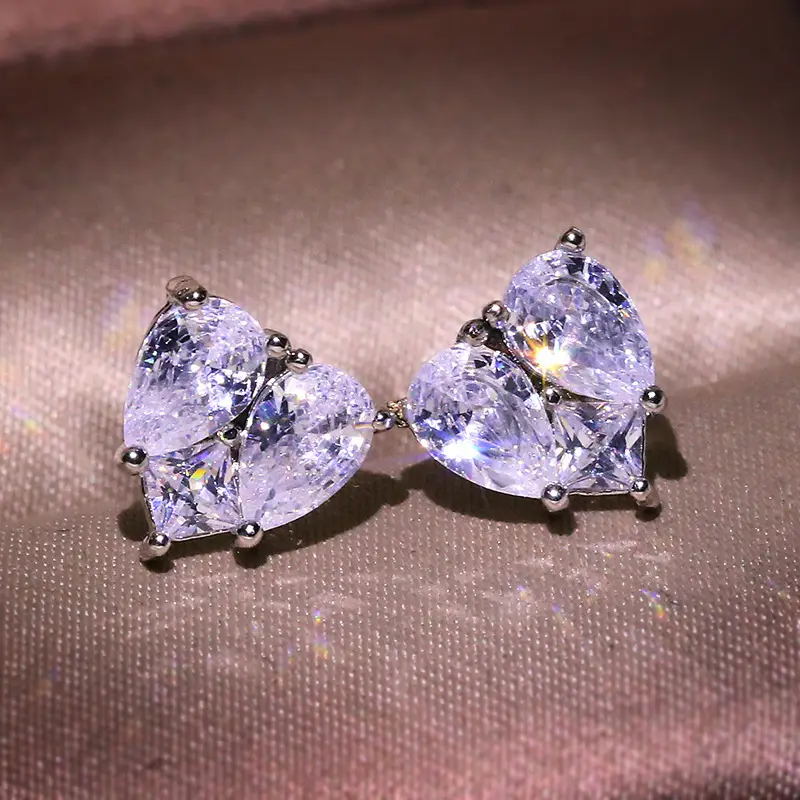 Heart Shaped Diamond Earrings for Women - Image 4