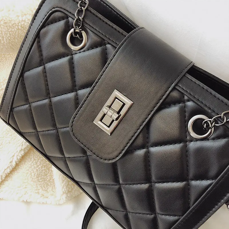 Black Quilted Women's Shoulder Bag 2024 Korean Style - Image 5