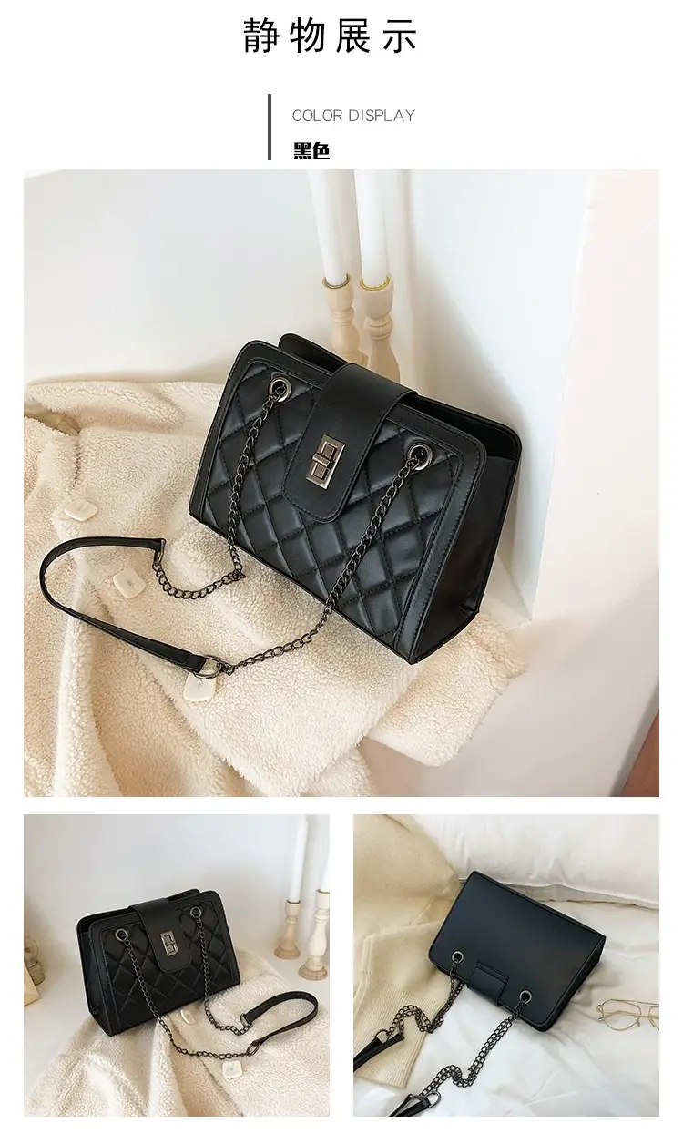 Black Quilted Women's Shoulder Bag 2024 Korean Style — feature 11
