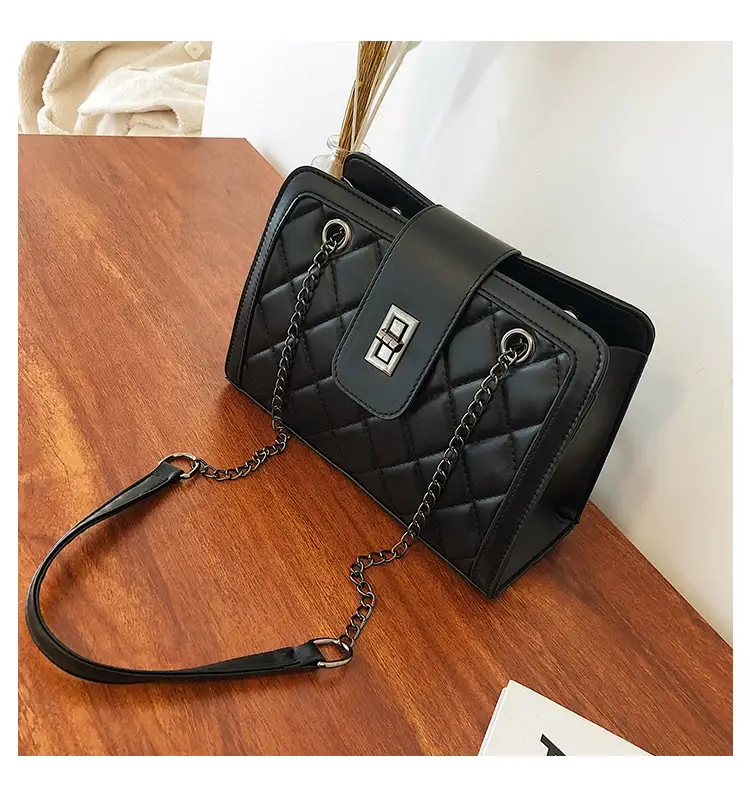 Black Quilted Women's Shoulder Bag 2024 Korean Style — feature 36