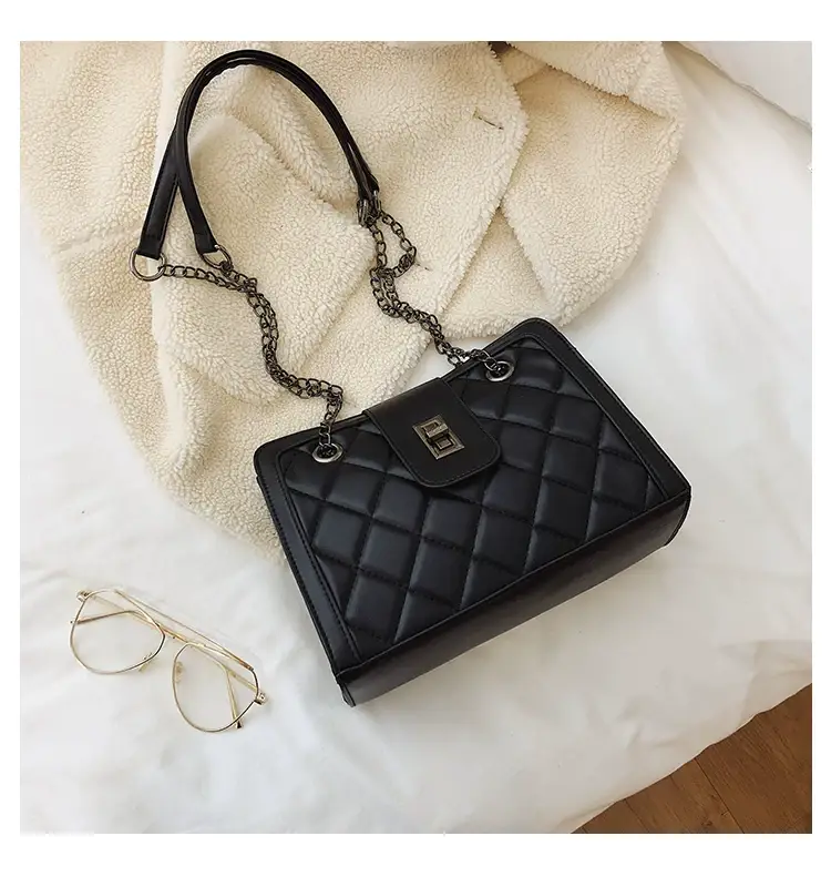 Black Quilted Women's Shoulder Bag 2024 Korean Style — feature 42