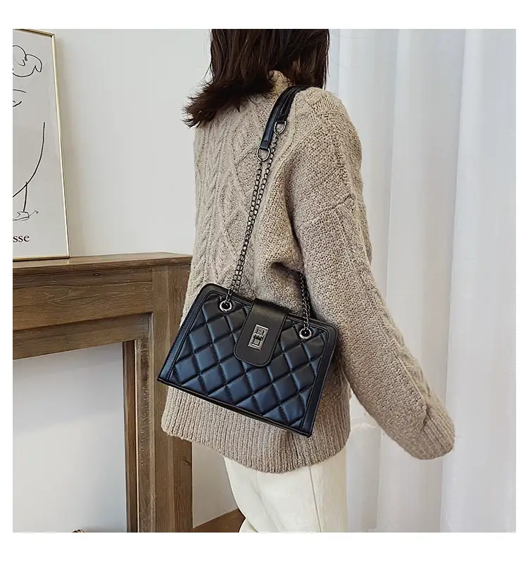 Black Quilted Women's Shoulder Bag 2024 Korean Style — feature 65