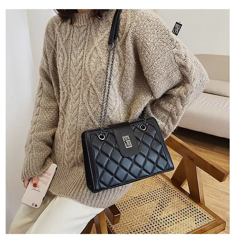Black Quilted Women's Shoulder Bag 2024 Korean Style — feature 67