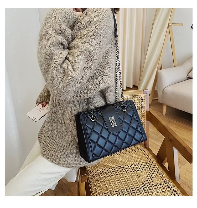Black Quilted Women's Shoulder Bag 2024 Korean Style — feature 68