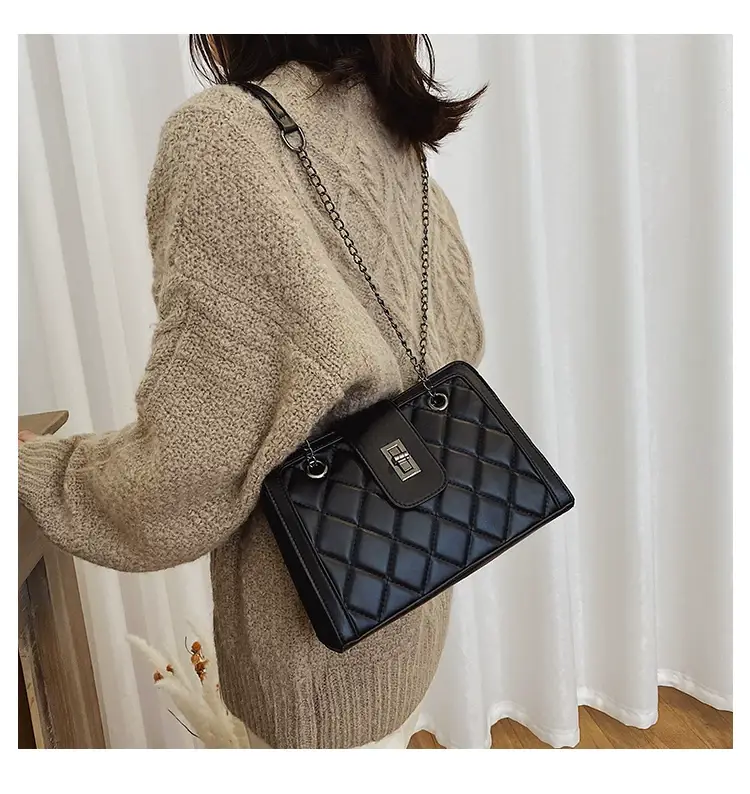 Black Quilted Women's Shoulder Bag 2024 Korean Style — feature 71