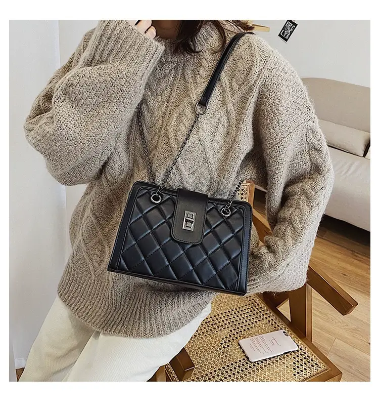Black Quilted Women's Shoulder Bag 2024 Korean Style — feature 72