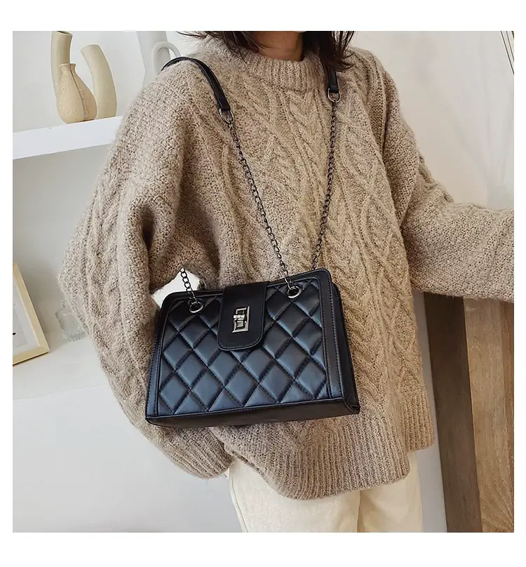 Black Quilted Women's Shoulder Bag 2024 Korean Style — feature 73