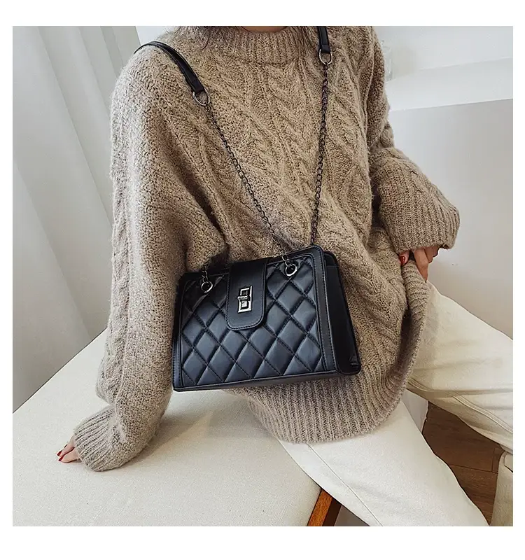 Black Quilted Women's Shoulder Bag 2024 Korean Style — feature 78