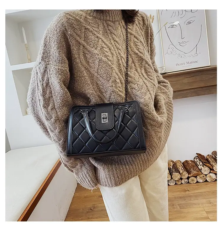 Black Quilted Women's Shoulder Bag 2024 Korean Style — feature 79