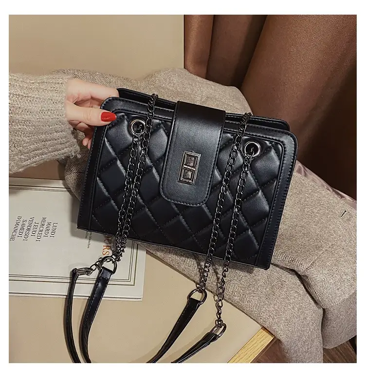 Black Quilted Women's Shoulder Bag 2024 Korean Style — feature 87