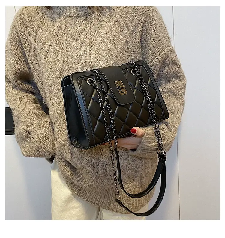 Black Quilted Women's Shoulder Bag 2024 Korean Style — feature 89