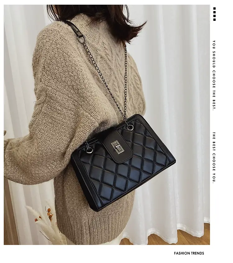 Black Quilted Women's Shoulder Bag 2024 Korean Style — feature 91