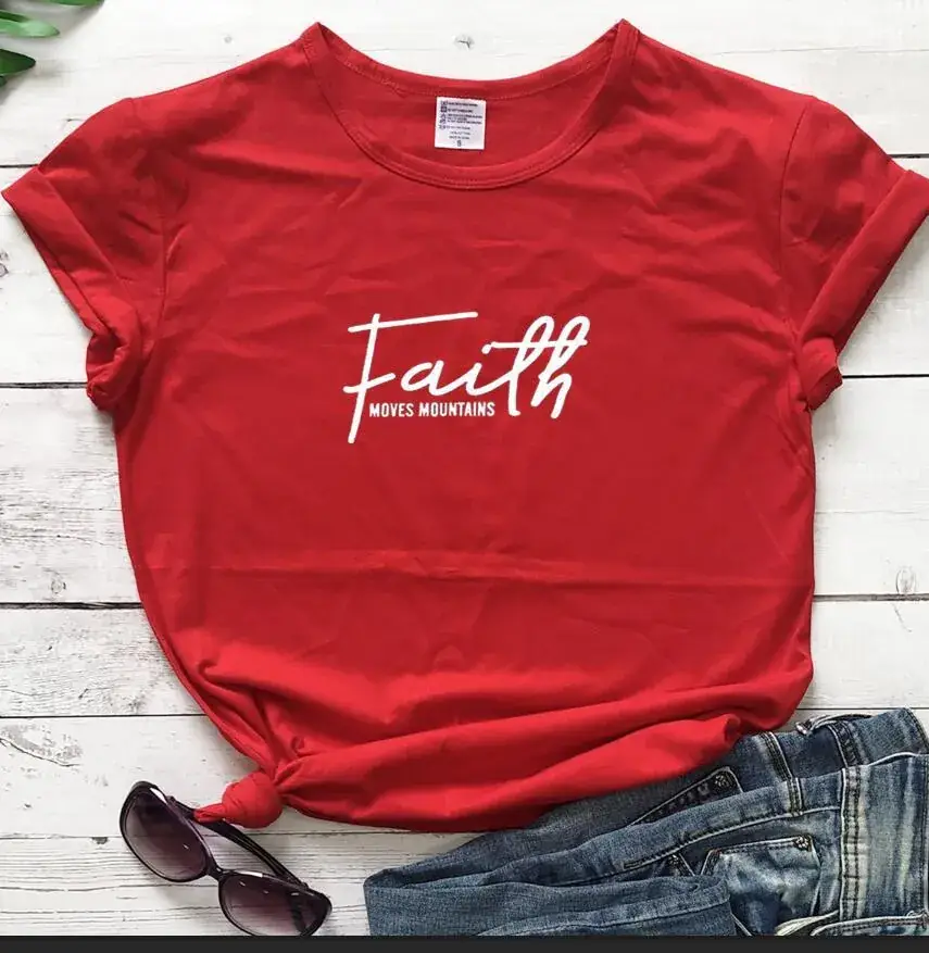 Red Faith Graphic T-Shirt for Women - Image 4