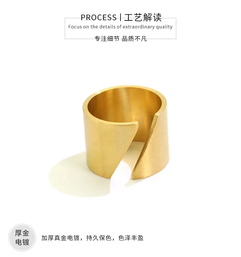 Gold Open Face Titanium Ring for Men — feature 6