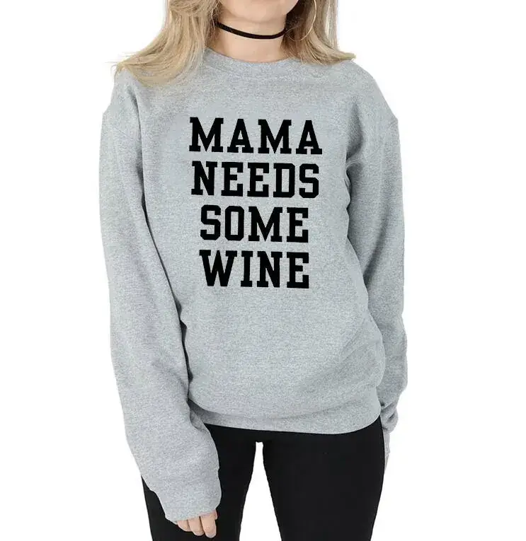 MAMA NEEDS SOME WINE Crewneck Sweatshirt Black - Image 3