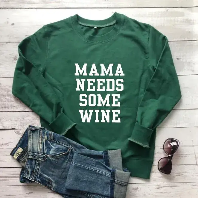 MAMA NEEDS SOME WINE Crewneck Sweatshirt Black - Image 7