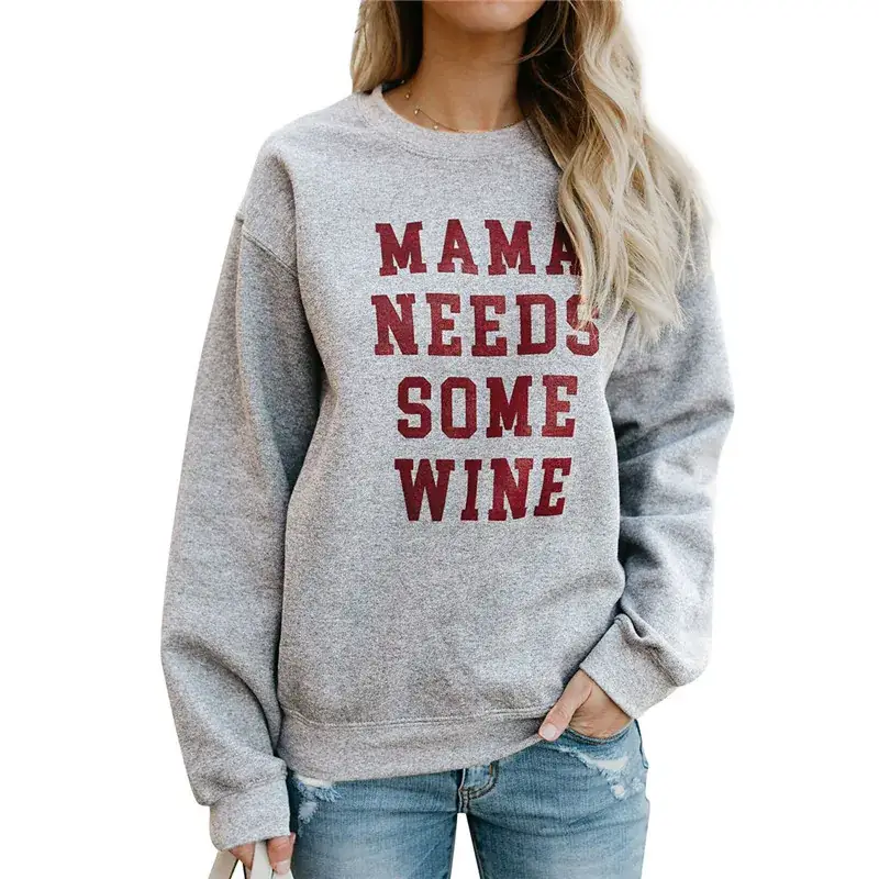 MAMA NEEDS SOME WINE Crewneck Sweatshirt Black - Image 8