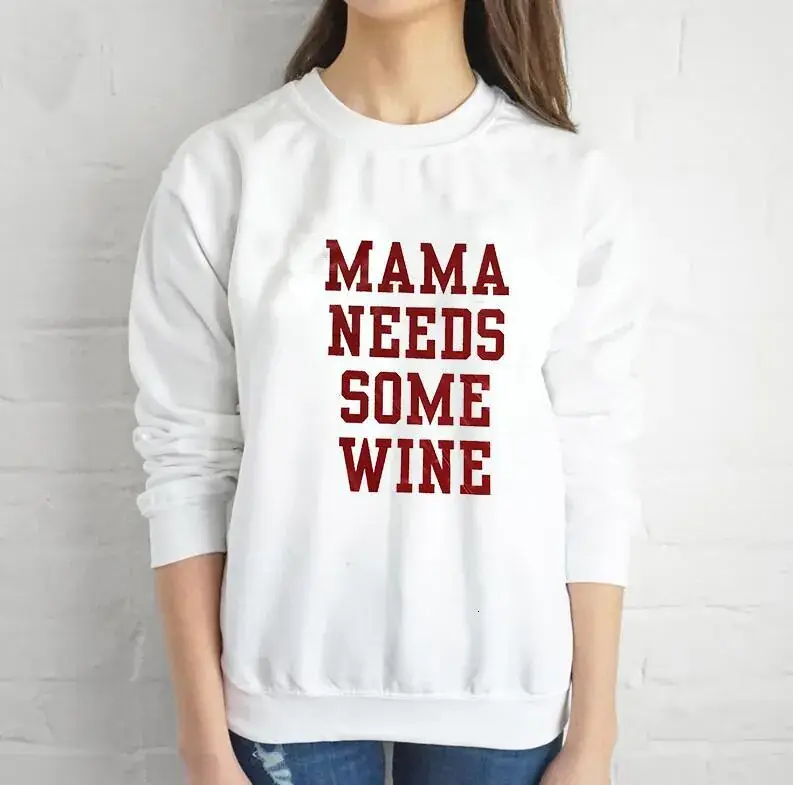 MAMA NEEDS SOME WINE Crewneck Sweatshirt Black - Image 9
