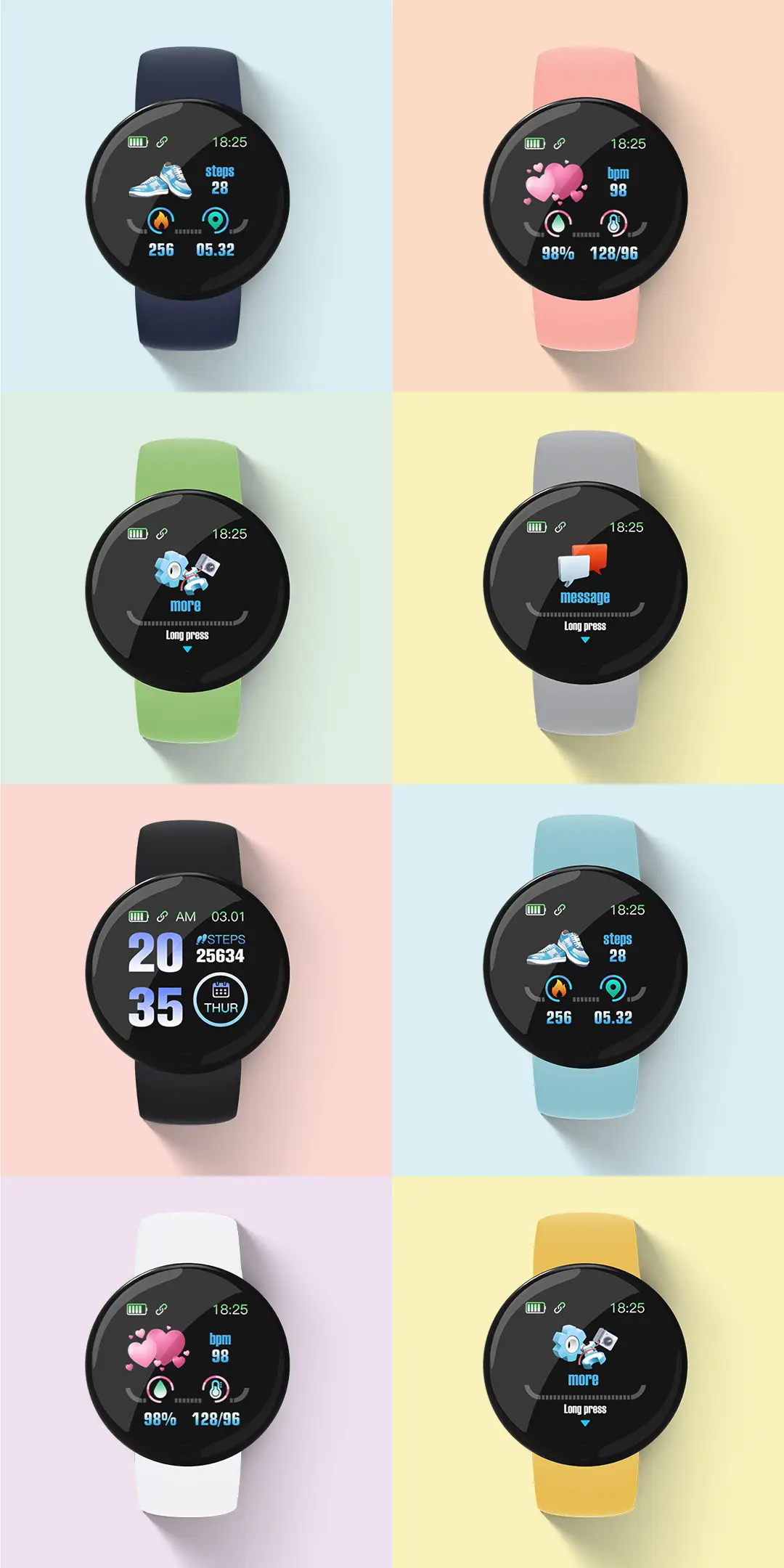 Pink Bluetooth Smart Watch with Heart Rate & Blood Pressure Display — feature 1