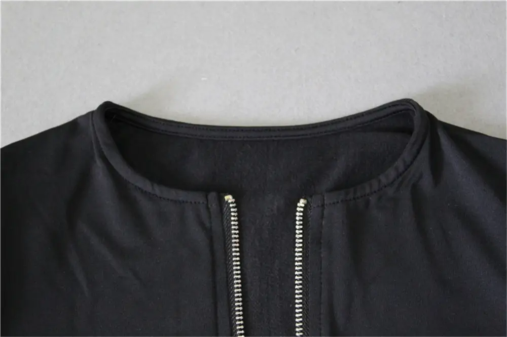 Black Long Sleeve Zipper High Waist Slim Fit Jumpsuit for Women — feature 16