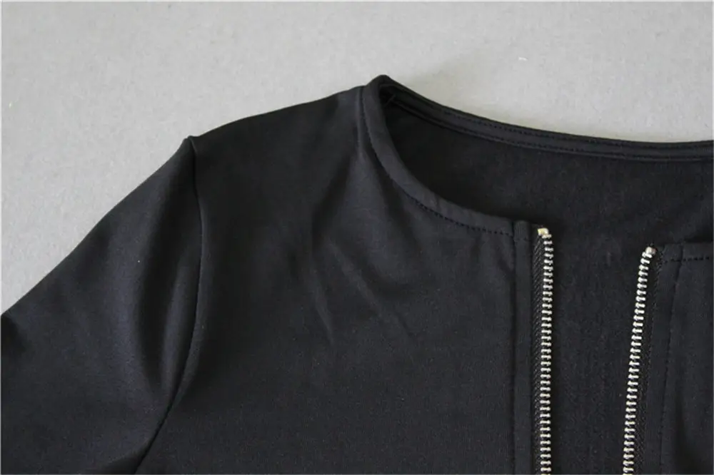 Black Long Sleeve Zipper High Waist Slim Fit Jumpsuit for Women — feature 17
