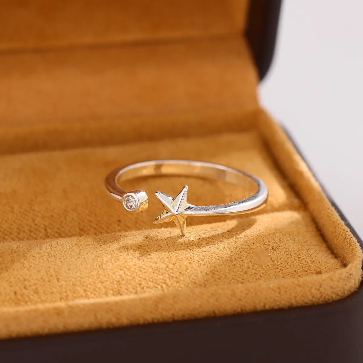 Diamond Starfish Open Ring for Women Silver