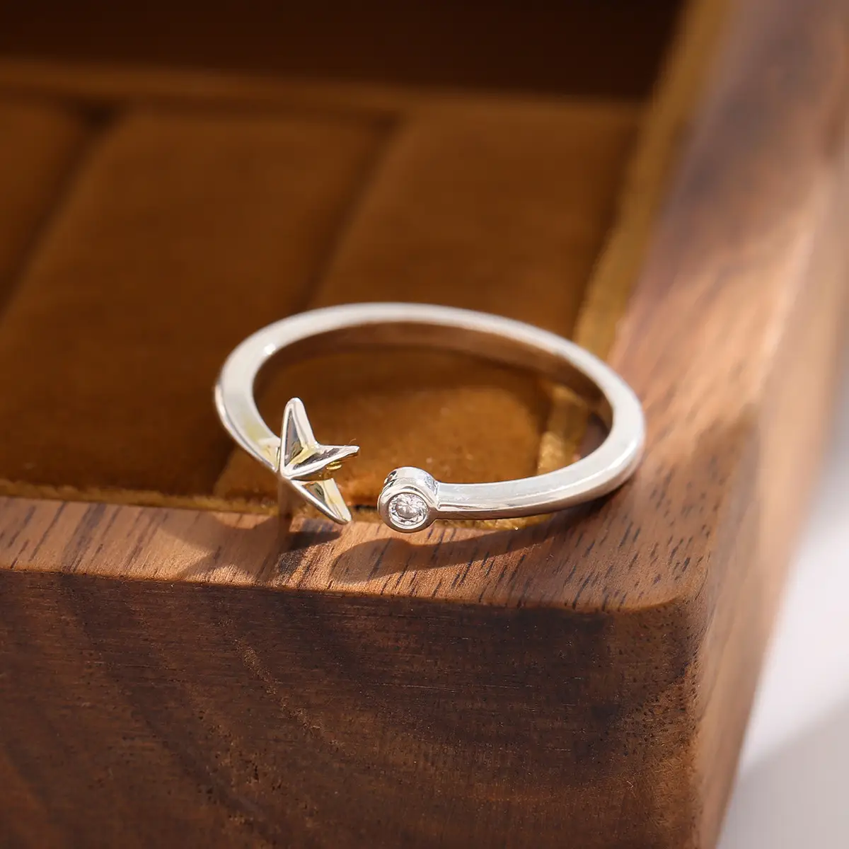 Diamond Starfish Open Ring for Women Silver