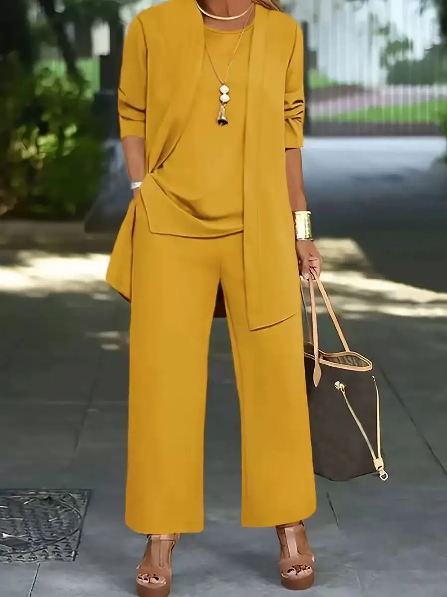 Women Western Three-Piece Suit Brown Black Wide Leg Pants - Image 12