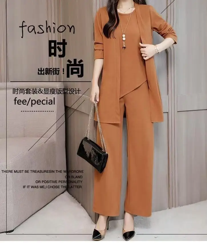Women Western Three-Piece Suit Brown Black Wide Leg Pants - Image 3
