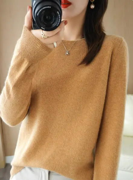 Women's Blue Knitted Crewneck Long Sleeve Shirt Large - Image 24