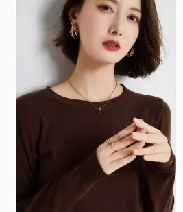 Women's Blue Knitted Crewneck Long Sleeve Shirt Large - Image 25
