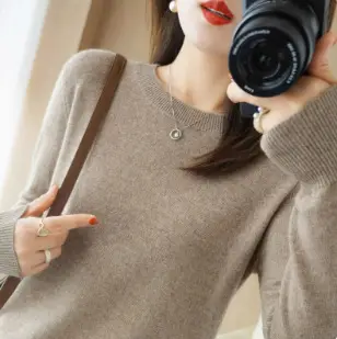 Women's Blue Knitted Crewneck Long Sleeve Shirt Large - Image 26