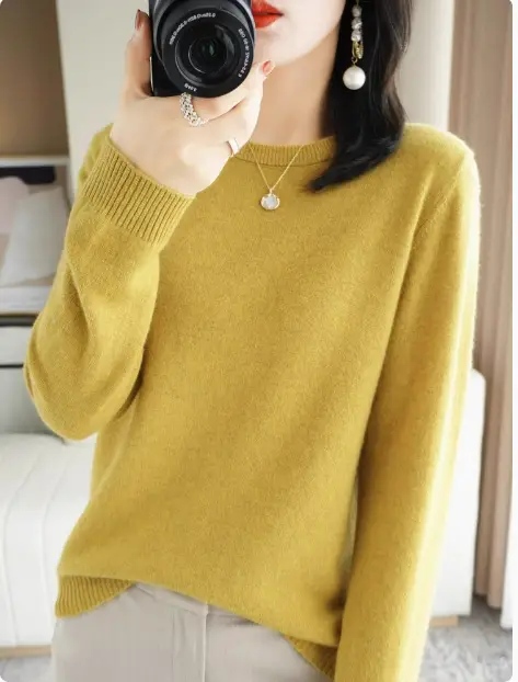 Women's Blue Knitted Crewneck Long Sleeve Shirt Large - Image 30
