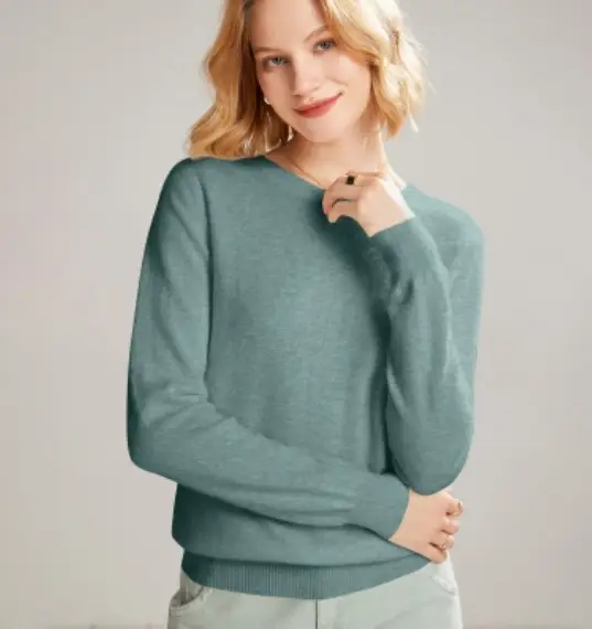 Women's Blue Knitted Crewneck Long Sleeve Shirt Large - Image 33