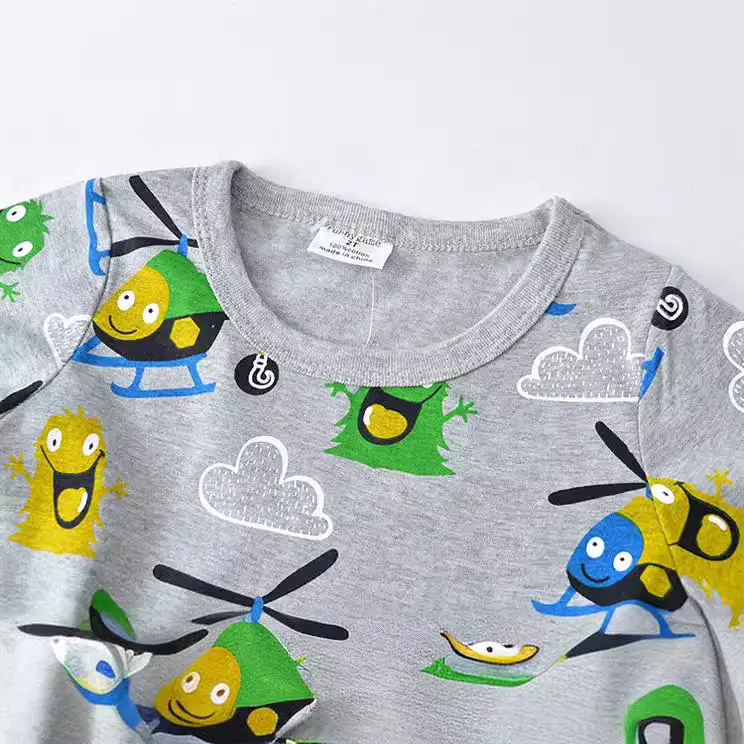 Kids Cartoon T-Shirt Gray Boys Summer Wear - Image 2
