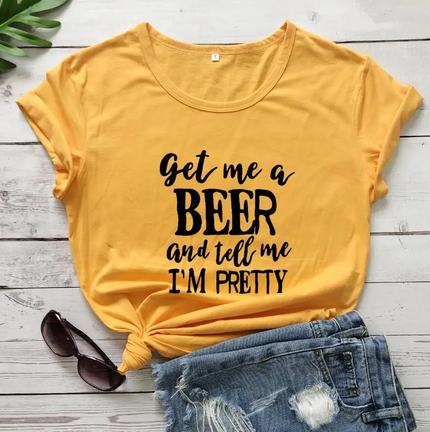 Men Women Beer Call T-Shirt Pink Cotton Short Sleeve