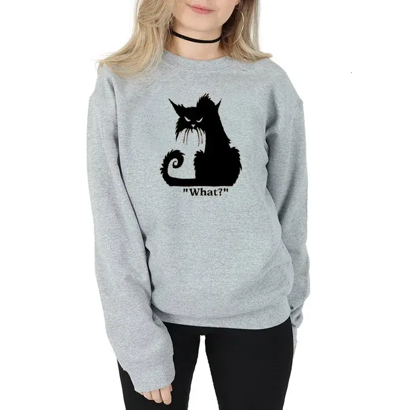 Yellow Cat Print Round Neck Sweatshirt - Image 3