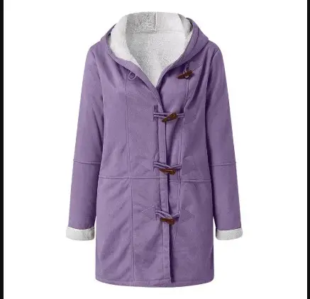 Women's Red Harajuku Winter Hooded Coat with White Fleece Lining