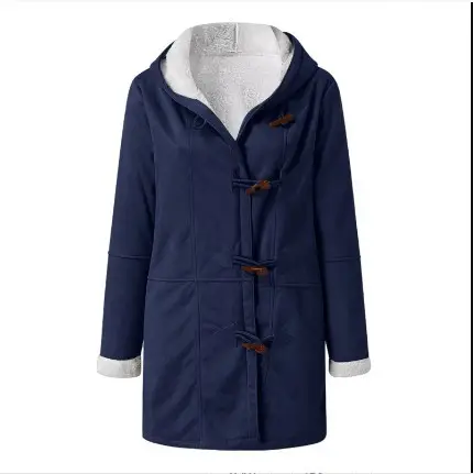 Women's Red Harajuku Winter Hooded Coat with White Fleece Lining
