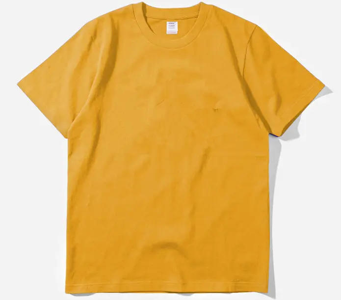 Men Yellow Cotton Round Neck T-Shirt Short Sleeve