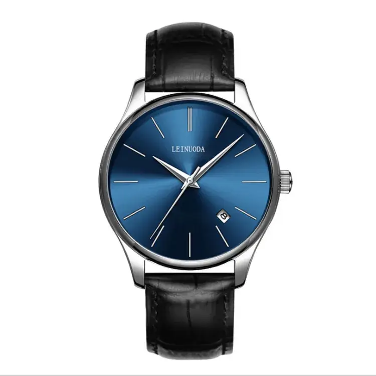 Men's Steel Band Quartz Watch Blue Dial Waterproof