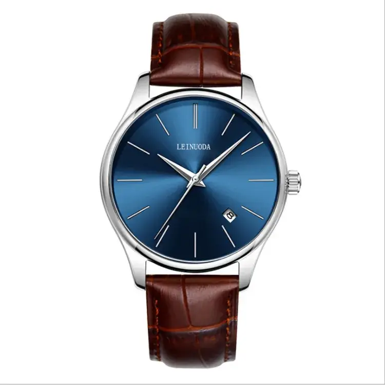 Men's Steel Band Quartz Watch Blue Dial Waterproof