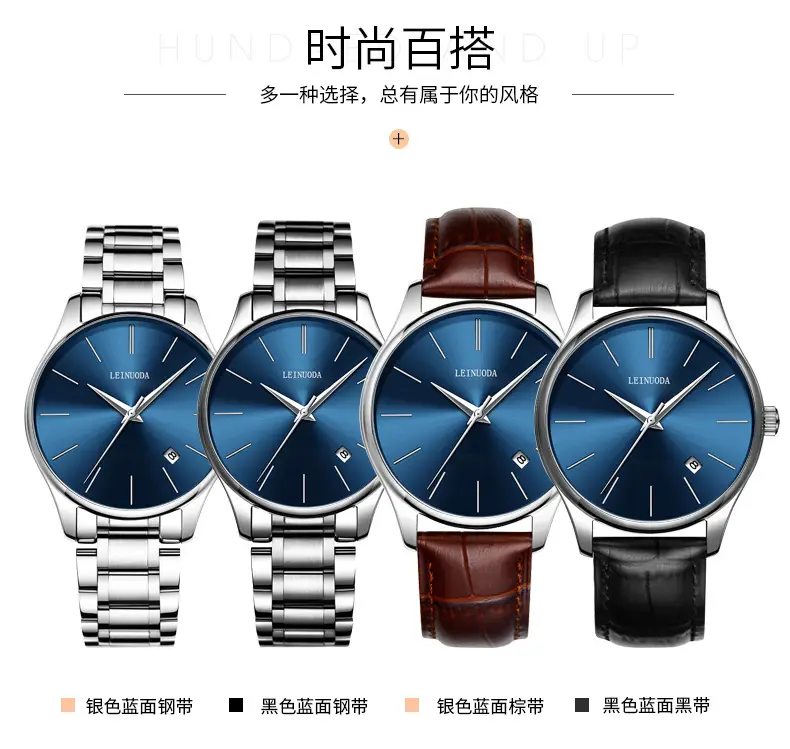 Men's Steel Band Quartz Watch Blue Dial Waterproof — feature 11