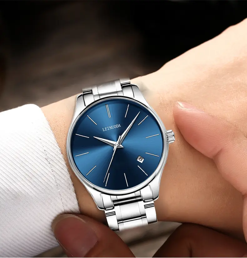 Men's Steel Band Quartz Watch Blue Dial Waterproof — feature 15