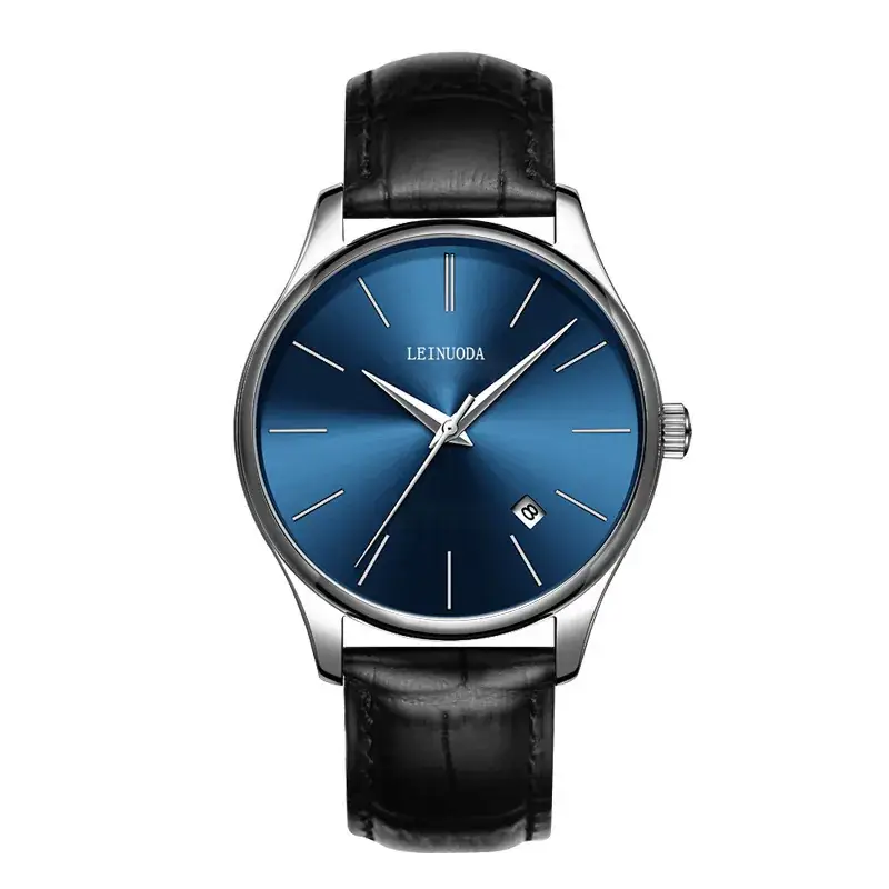 Men's Steel Band Quartz Watch Blue Dial Waterproof