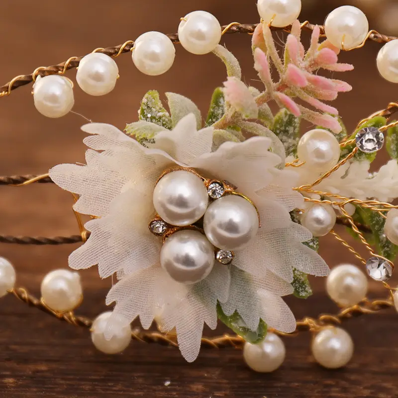 Korean Style Floral Pearl Bridal Hairband
