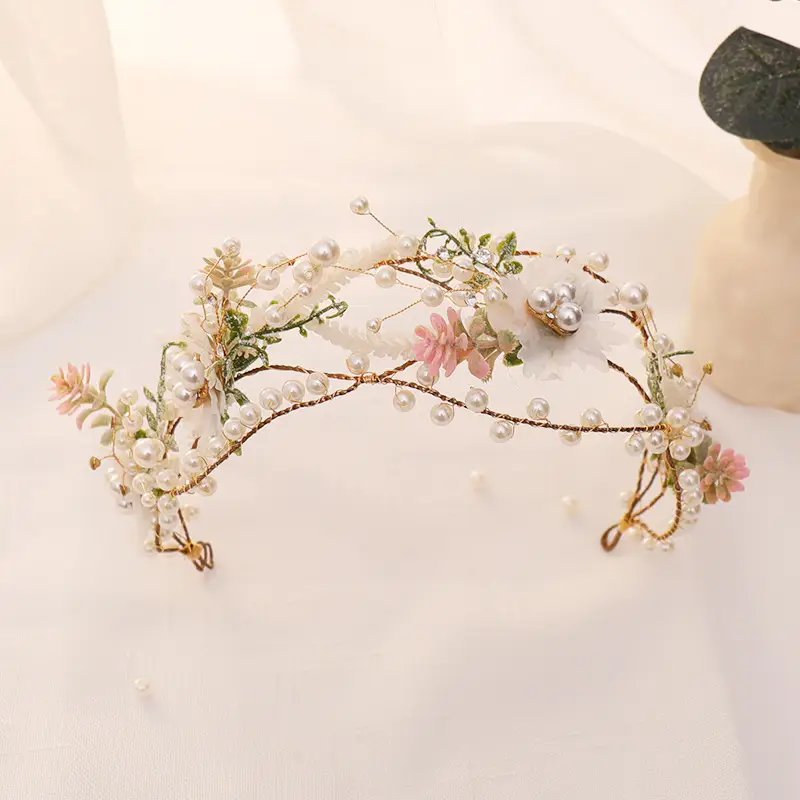 Korean Style Floral Pearl Bridal Hairband